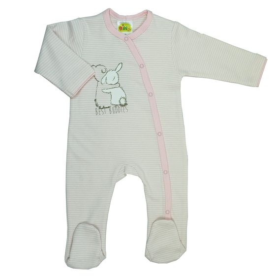 Dimotex Schlafanzug Einteiler Best Buddies - Ringel Rosa - Gr. 56