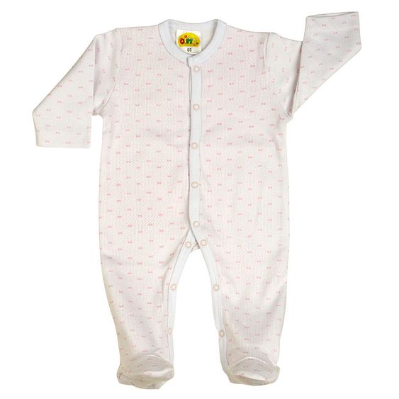 Dimotex Schlafanzug Einteiler - Schleifen Rosa Weiß - Gr. 56