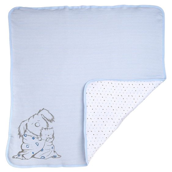 Dimotex Reversible blanket friends 80 x 80 cm - stripes - light blue white