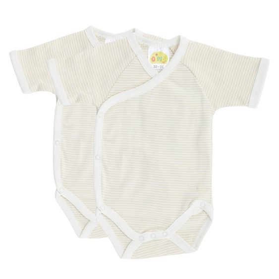 Dimotex Wickelbody 2er Pack Kurzarm - Ringel - Offwhite - Gr. 50/56