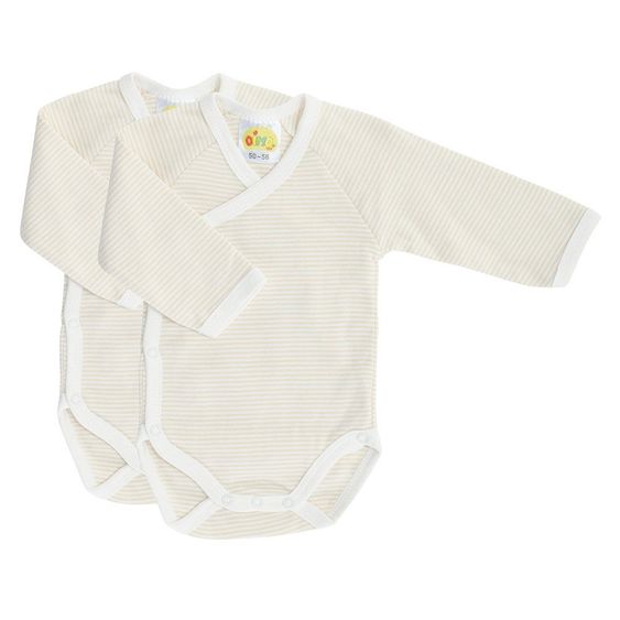 Dimotex Wickelbody 2er Pack Langarm - Ringel - Offwhite - Gr. 50/56