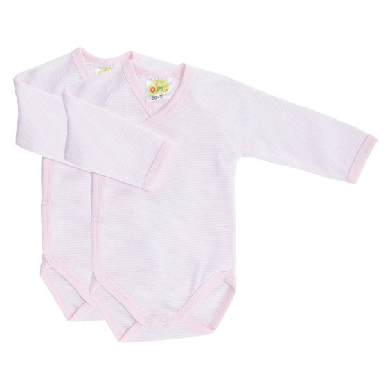 Dimotex Wickelbody 2er Pack Langarm - Ringel - Rosa - Gr. 50/56