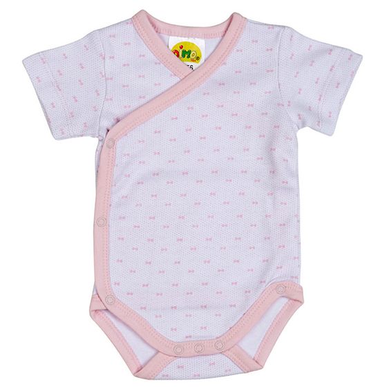 Dimotex Wickelbody Kurzarm - Schleifen Rosa Weiß - Gr. 50/56