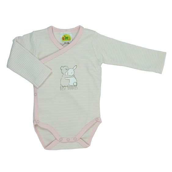 Dimotex Wickelbody Langarm Best Buddies - Ringel Rosa - Gr. 50/56