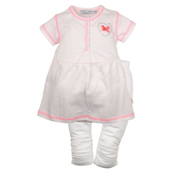 Dirkje 2-tlg. Set Kleid + Leggings - Heart Weiß Rosa - Gr. 56