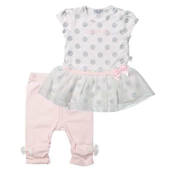 Dirkje 2-tlg. Set Kleid + Leggings - Little Ballerina Rosa Weiß - Gr. 56