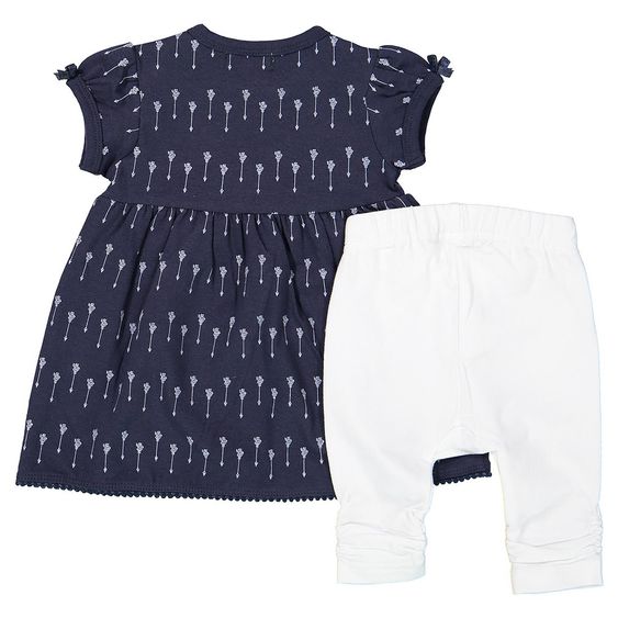 Dirkje 2 tlg. Set Kleid + Leggings Love - Dunkelblau Weiß - Gr. 56
