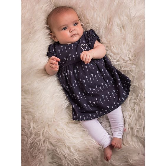 Dirkje 2 tlg. Set Kleid + Leggings Love - Dunkelblau Weiß - Gr. 56