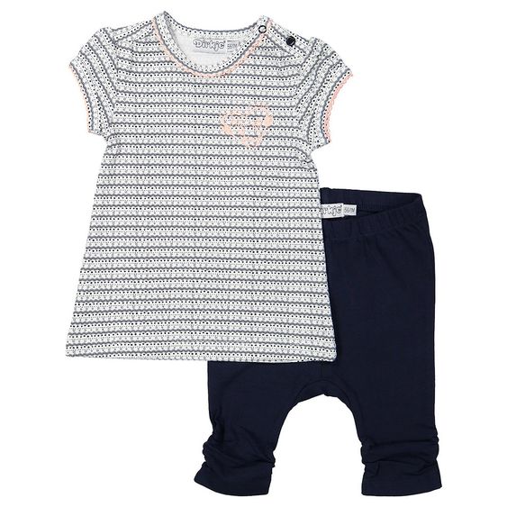 Dirkje 2 tlg. Set Kleid + Leggings Love - Herzen Dunkelblau - Gr. 56