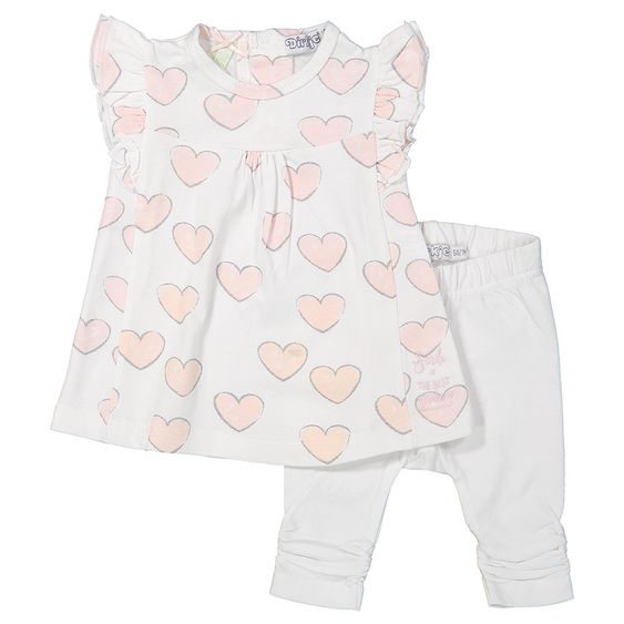 Dirkje 2 tlg. Set Kleid + Leggings Love - Herzen Weiß - Gr. 56