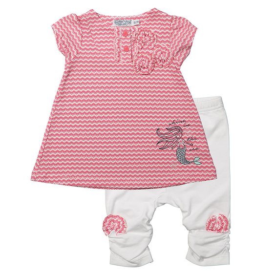 Dirkje 2-tlg. Set Kleid + Leggings - Shine In The Sea Pink Weiß - Gr. 56