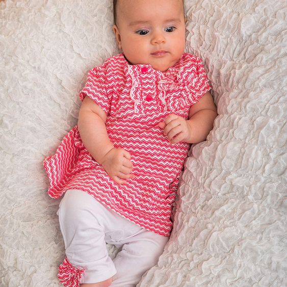Dirkje 2-tlg. Set Kleid + Leggings - Shine In The Sea Pink Weiß - Gr. 56