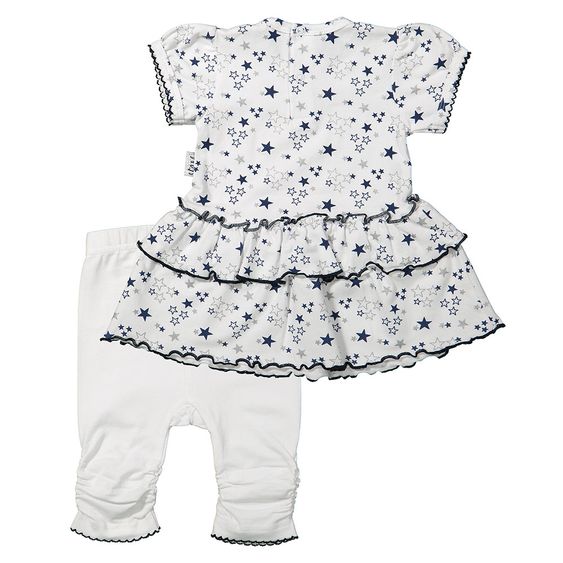 Dirkje 2-tlg. Set Kleid + Leggings - Sterne Weiß Blau - Gr. 56