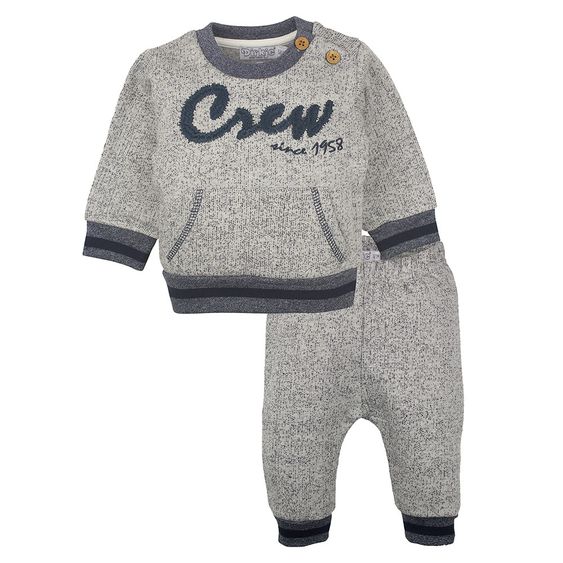 Dirkje 2-tlg. Set Langarmshirt + Hose - Crew Blau Melange - Gr. 68