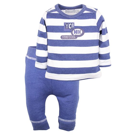 Dirkje 2-tlg. Set Langarmshirt + Hose - Dude Blau Weiß - Gr. 56