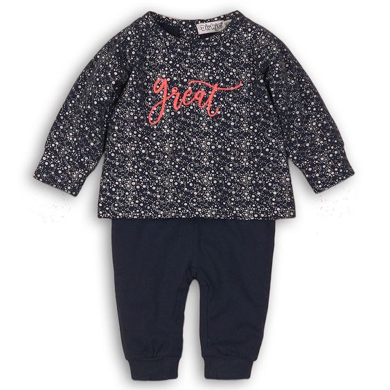 Dirkje 2 tlg. Set Langarmshirt + Hose Great - Punkte Silver Navy - Gr. 56