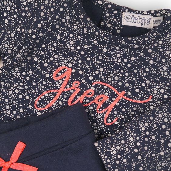 Dirkje 2 tlg. Set Langarmshirt + Hose Great - Punkte Silver Navy - Gr. 56