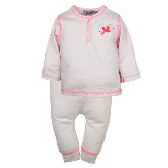 Dirkje 2-tlg. Set Langarmshirt + Hose - Heart Weiß Rosa - Gr. 50