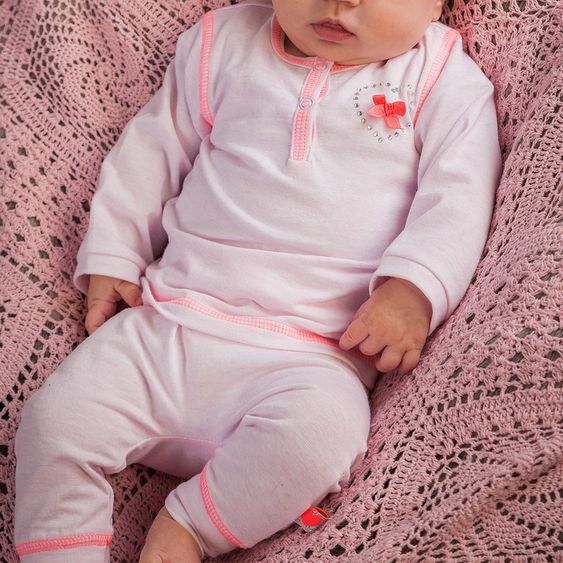 Dirkje 2-tlg. Set Langarmshirt + Hose - Heart Weiß Rosa - Gr. 50