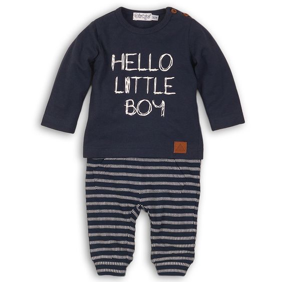 Dirkje 2 pcs Set Long Sleeve Shirt + Pants Hello little Boy - Stiff Navy - Gr. 56