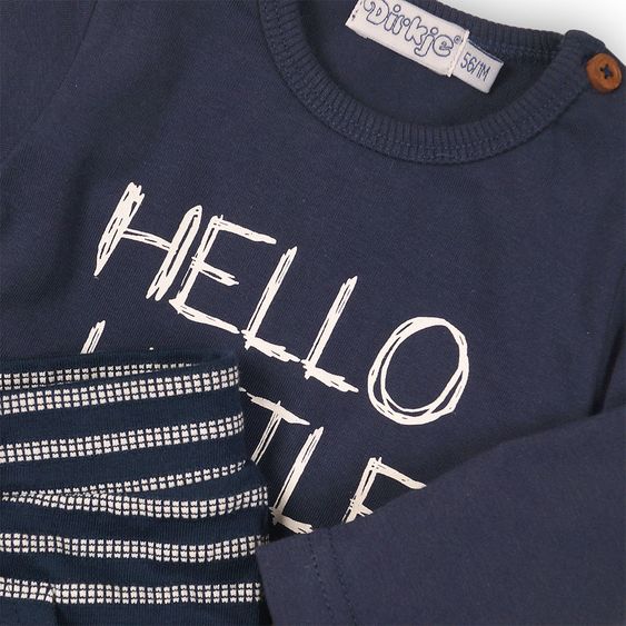 Dirkje 2 pcs Set Long Sleeve Shirt + Pants Hello little Boy - Stiff Navy - Gr. 56