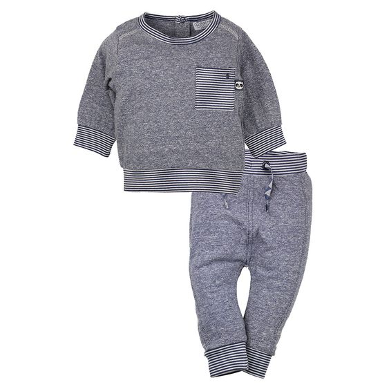 Dirkje 2-tlg. Set Langarmshirt + Hose - Little You! Blau Melange - Gr. 56