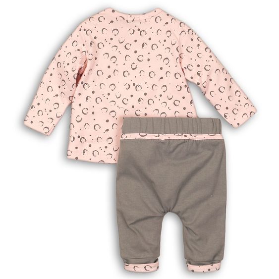 Dirkje 2 tlg. Set Langarmshirt + Hose Smile - Rosa Grau - Gr. 56