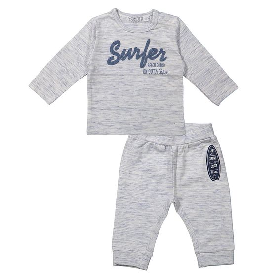 Dirkje 2-tlg. Set Langarmshirt + Hose - Surfer Hellgrau Melange - Gr. 56