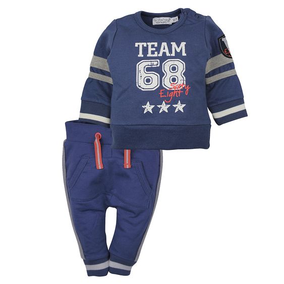 Dirkje 2-tlg. Set Langarmshirt + Hose - Team 68 Blau - Gr. 56