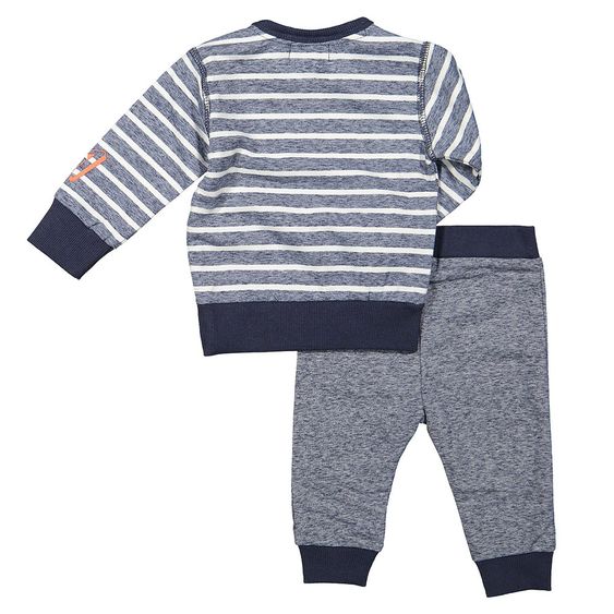 Dirkje 2-tlg. Set Langarmshirt + Hose - Yeah Alright! Blau Melange - Gr. 56