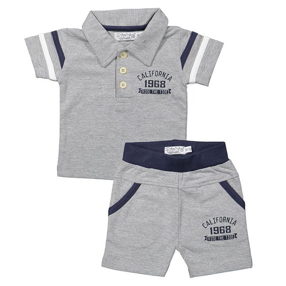 Dirkje 2-tlg. Set T-Shirt + Shorts - California Grau Melange - Gr. 56