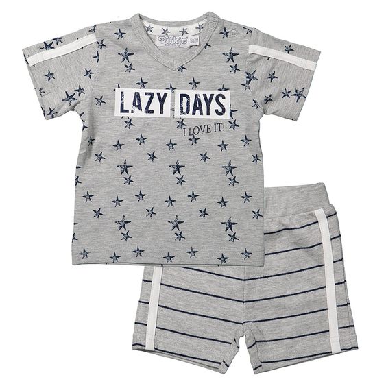 Dirkje 2-tlg. Set T-Shirt + Shorts - Lazy Days Grau Melange - Gr. 56