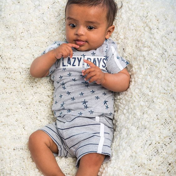 Dirkje 2-tlg. Set T-Shirt + Shorts - Lazy Days Grau Melange - Gr. 56