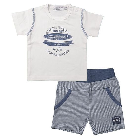 Dirkje 2-tlg. Set T-Shirt + Shorts - Waveriders Blau Weiß - Gr. 56
