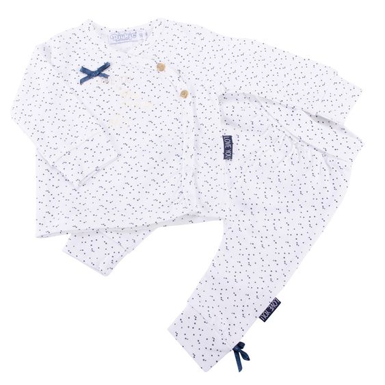 Dirkje 2-tlg. Set Wickelshirt + Hose - Punkte Offwhite - Gr. 56