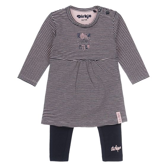 Dirkje 2tlg. Set Longshirt & Hose Ringel - Girls Rosa - Gr. 56