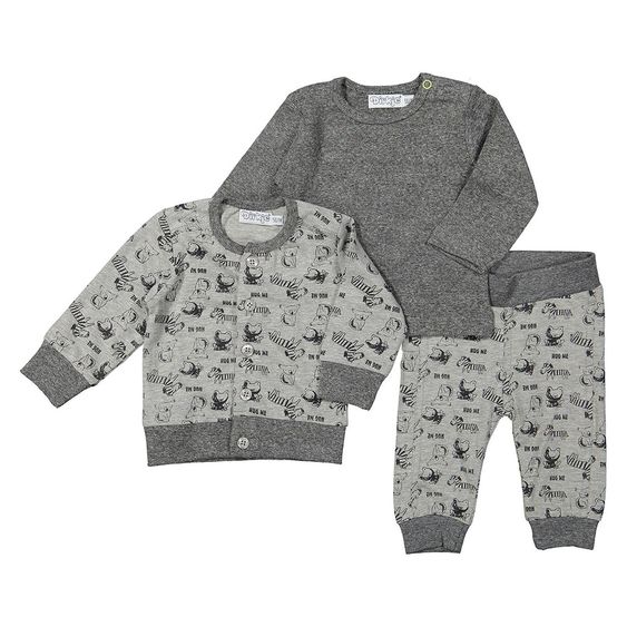 Dirkje 3-tlg. Set Jacke + Langarmshirt + Hose - Hug Me Grau Melange - Gr. 56