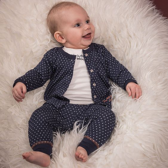 Dirkje 3-tlg. Set Jacke + Langarmshirt + Hose - Sweet cute and beautiful Dunkelblau Weiß - Gr. 56