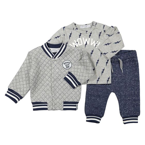 Dirkje 3-tlg. Set Jacke + Langarmshirt + Hose - Woww! Grau Dunkelblau - Gr. 56
