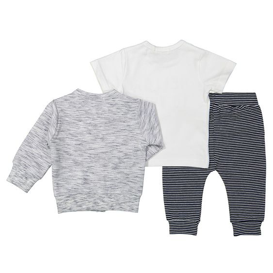 Dirkje 3 tlg. Set Jacke + Shirt + Hose Fresh - Dunkelblau Grau Weiß - Gr. 56