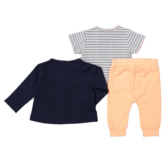 Dirkje 3 tlg. Set Jacke + Shirt + Hose Love - Herzen Dunkelblau Orange - Gr. 56