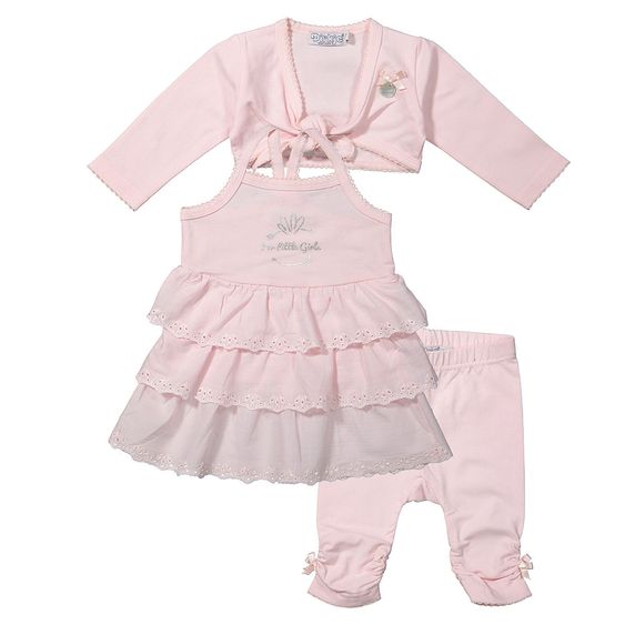 Dirkje 3-tlg. Set Kleid + Bolero + Leggings - For little Girls Rosa - Gr. 56