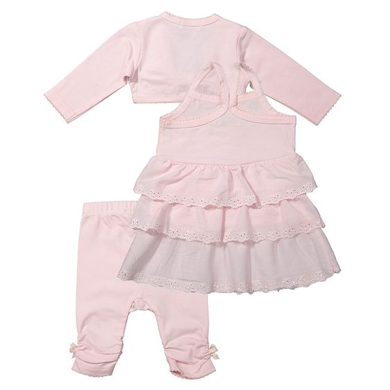 Dirkje 3-tlg. Set Kleid + Bolero + Leggings - For little Girls Rosa - Gr. 56