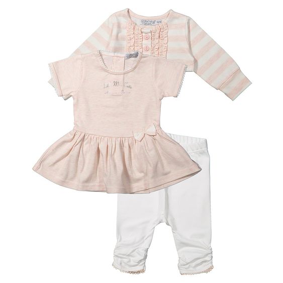 Dirkje 3-tlg. Set Kleid + Bolero + Leggings - Little Miss Cutie Rosa Weiß - Gr. 56