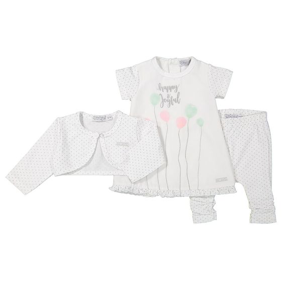 Dirkje 3 tlg. Set Kleid + Leggings + Bolero Love - Punkte Weiß - Gr. 56
