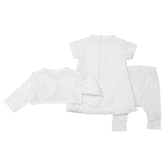 Dirkje 3 tlg. Set Kleid + Leggings + Bolero Love - Punkte Weiß - Gr. 56
