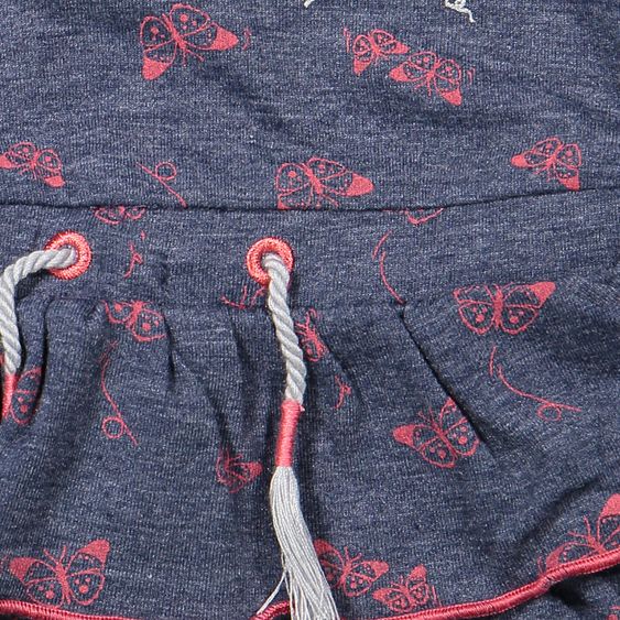 Dirkje 3-tlg. Set Kleid + Leggings + Bolero - Schmetterling Dunkelblau Pink - Gr. 56
