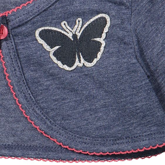 Dirkje 3-tlg. Set Kleid + Leggings + Bolero - Schmetterling Dunkelblau Pink - Gr. 56