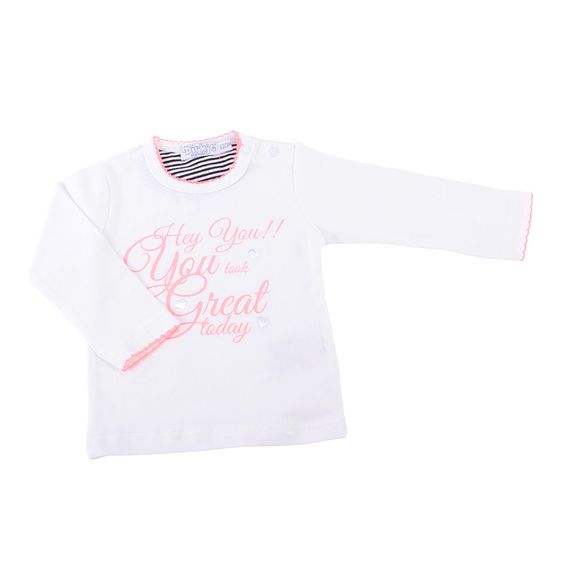 Dirkje 3-tlg. Set Langarmshirt + Hose + Bolero - Hey You! Neon Pink Weiß - Gr. 62