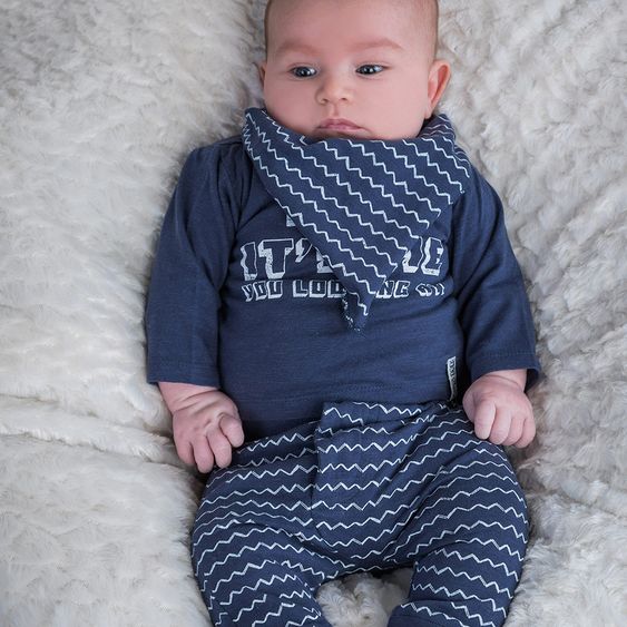 Dirkje 3-tlg. Set Langarmshirt + Hose + Halstuch - Hey! It's Me Navy - Gr. 62
